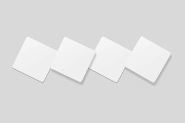 Blank square business card for mockup. 3D Render.