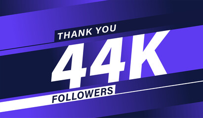 Thank you 44K followers modern banner design vectors