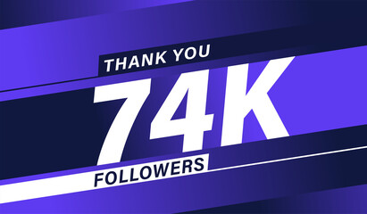 Thank you 74K followers modern banner design vectors