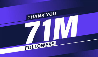Thank you 71 million followers, modern banner design vectors