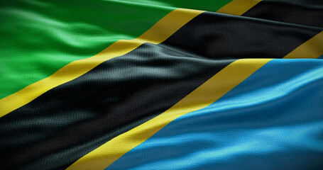 Tanzania national flag background illustration. Symbol of country - obrazy, fototapety, plakaty