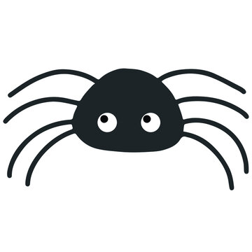 Simple vector of a black spider with cute big eyes. Nice spider kawaii.