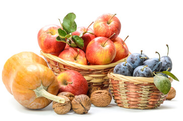 apples in a basket and other fruits