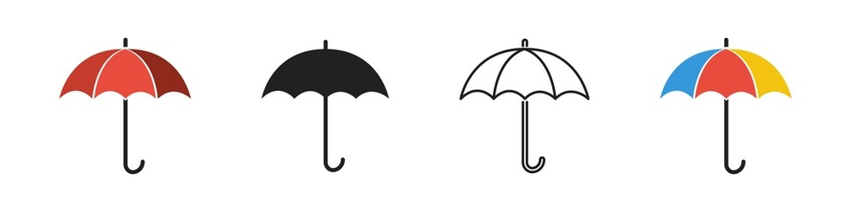 Umbrella icon set. Vector illustration. Umbrella symbol collection.