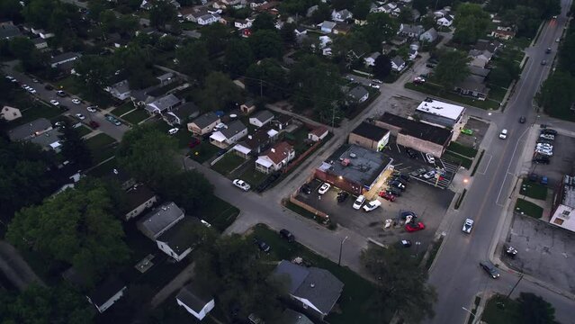 Drone Shot of Urban Houses and Shops - East Weber, Columbus