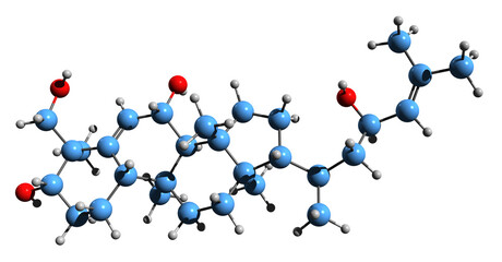 3D image of Balsaminol A skeletal formula - molecular chemical structure of triterpenoid isolated on white background
