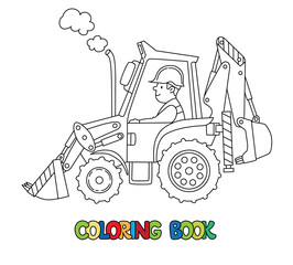 Construction tractor with a driver Coloring book - 510059766