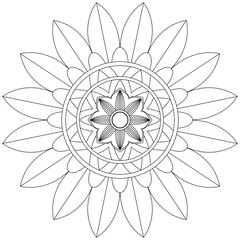 Leaf Flower Petal Coloring Mandala Art Simple Graphic Shape Vector Floral Oriental Outline Vintage Decorative Elements Pattern Illustration Islam Arabic Indian Turkish Mystic Religion Morals Lotus