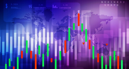 2d rendering Stock market online business concept. business Graph 