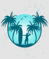 Cool Summer Palm Beach T-shirt Design for surf lovers