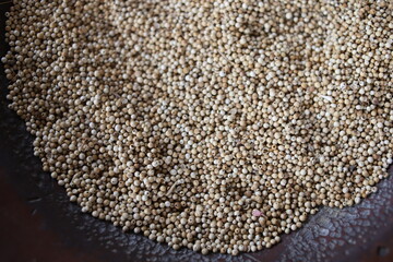 top view coriander above the large place on the table. suitable for background.