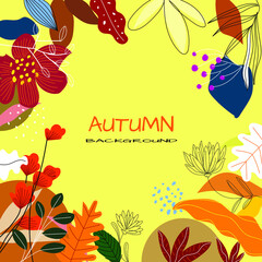 Autumn leaves background vector illustration. Thanksgiving day background and place for text. Light and dark brown colors.