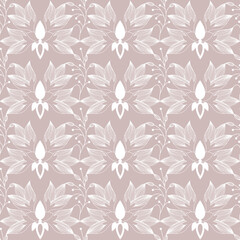Floral geometric linear pattern on beige background