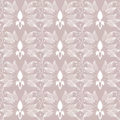 Poster Floral geometric linear pattern on beige background © Morena