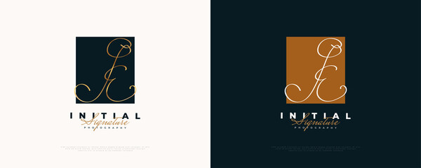 JE Initial Signature Logo Design with Elegant and Minimalist Handwriting Style. Initial J and E Logo Design for Wedding, Fashion, Jewelry, Boutique and Business Brand Identity