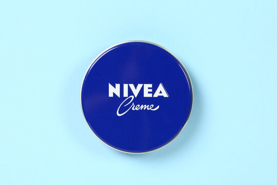 Nivea creme on blue background	