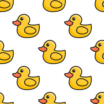 Rubber ducks. Simple design. Fabric pattern. Happy childhood concept