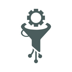Funnel, Filter, big data icon. Gray vector graphics.