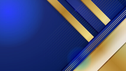 Abstract blue background with luxury elegant golden lines