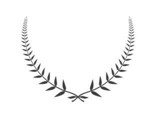 Laurel wreath black color isolated on white background for decoration, celebration, festival. Vector 10 eps