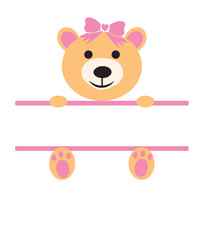 bear svg, baby bear svg, baby bear split name frame svg, bears svg, bear kids svg, bear girl svg, bear boy svg, cute bear svg, monogram svg
