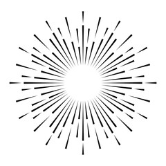 Sunburst vector hand draw style black color isolated on white background. 10 eps