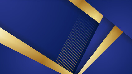 Abstract blue background with luxury elegant golden lines