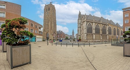 City scene from the historical old town of the french city Dunkirk