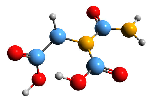  3D image of Carbamoyl aspartic acid  skeletal formula - molecular chemical structure of ureidosuccinic acid isolated on white background