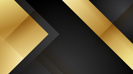 Luxury elegant black background with golden lines and waves