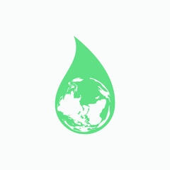 globe green leaf earth logo, flat design vector