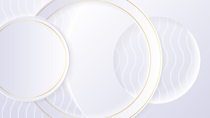 Abstract luxury white and gold shapes background with circles