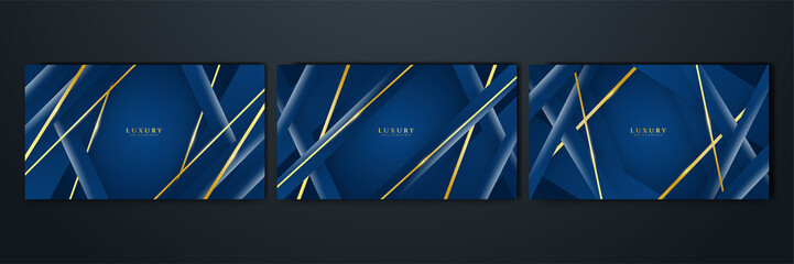 Abstract polygonal pattern luxury dark blue with gold