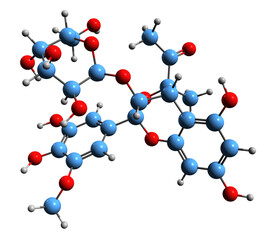 3D image of Castavinol skeletal formula - molecular chemical structure of natural phenolic compound isolated on white background

