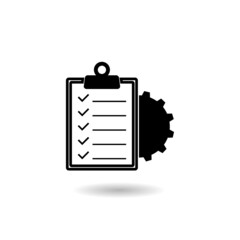 Clipboard gear logo with shadow