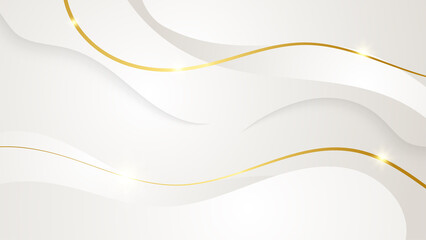 Obraz premium Abstract gold wave lines on white background with luxury shapes