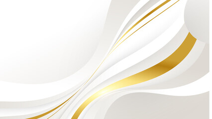 Abstract gold wave lines on white background with luxury shapes