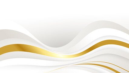 Abstract gold wave lines on white background with luxury shapes