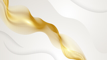Abstract gold wave lines on white background with luxury shapes
