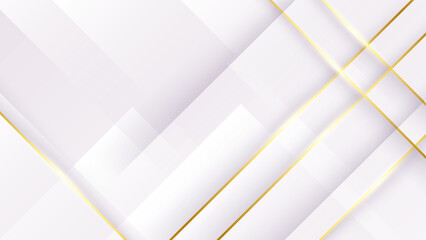 Abstract gold lines on white background with luxury shapes