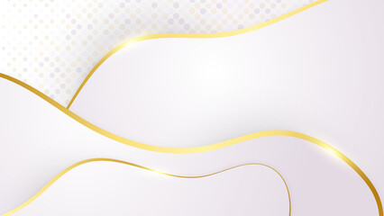 Abstract gold wave lines on white background with luxury shapes