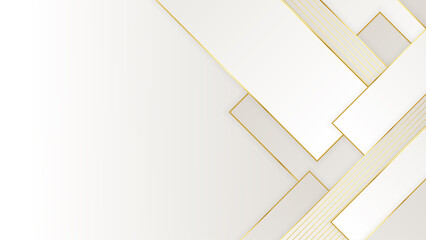 Abstract gold lines on white background with luxury shapes