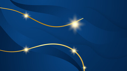 Luxury dark blue abstract background with golden wave lines