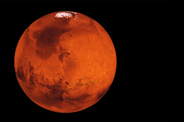 Mars on a dark background. Elements of this image furnished by NASA