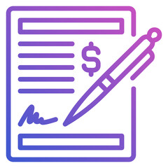 Cheque line gradient icon. Can be used for digital product, presentation, print design and more.