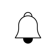 Bell linear icon in black, outline vector illustration. Notofication symbol over white background. Isolated illustration. Trendy flat thin line sign for app, graphic design, web, ui, ux. EPS 10