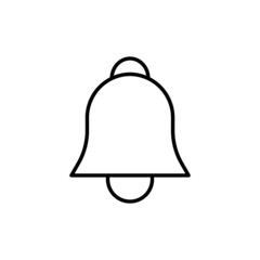 Bell linear icon in black, outline vector illustration. Notofication symbol over white background. Isolated illustration. Trendy flat thin line sign for: app, graphic design, web, ui, ux. EPS 10