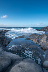 vertical composition. El Puertillo seascape. Arucas. Gran Canaria Canary islands