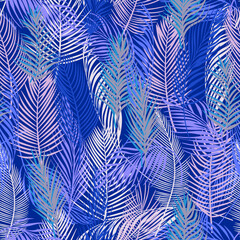 tropical background  palm leaves vector seamless pattern