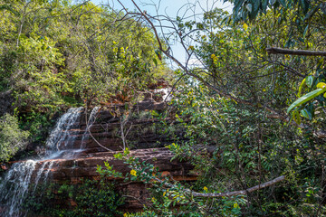 Fototapeta premium Small waterfall near the town of Lençois which is called Cachoeirinha in Chapada Diamantina, in the state of Bahia, Brazil
